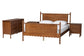 Baxton Studio Danette Bobbin Wood 4-Piece Bedroom Set with 2 Nightstands, Queen