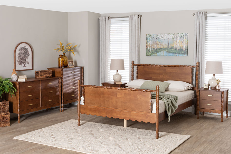 Baxton Studio Danette Bobbin Wood 5-Piece Bedroom Set, Queen
