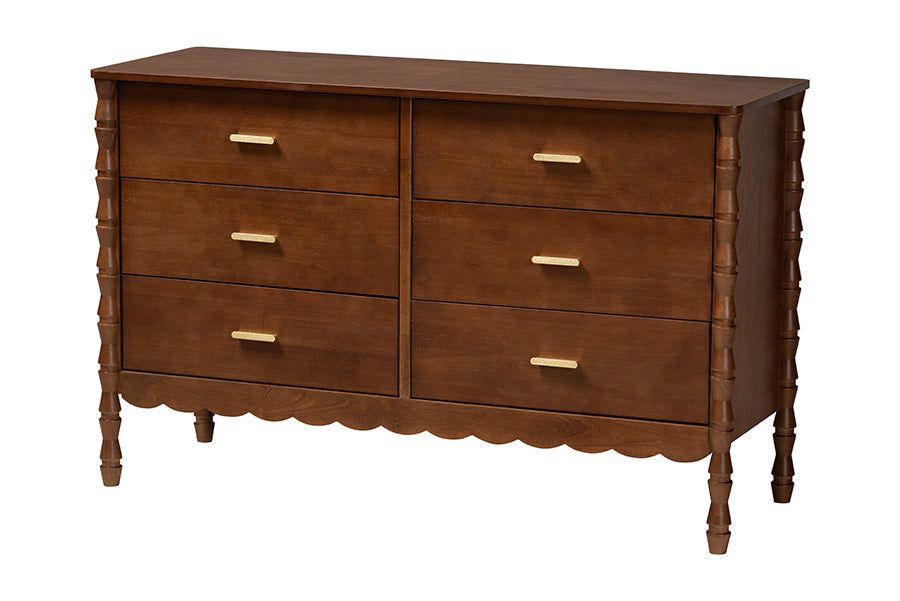 Baxton Studio Danette Bobbin Wood 4-Piece Bedroom Set with 1 Nightstands, Queen