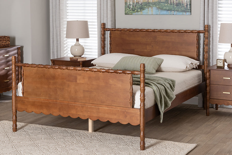 Baxton Studio Danette Bobbin Wood Platform Bed, Queen