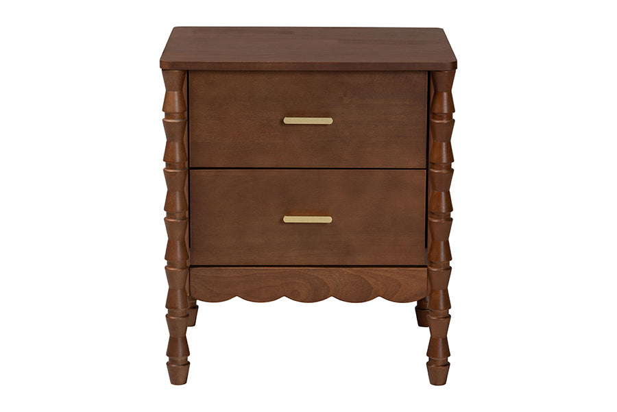 Baxton Studio Danette Bobbin Wood 2-Drawer Nightstand