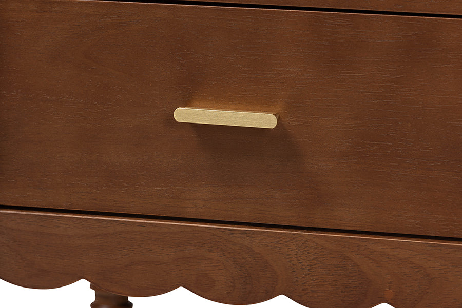 Baxton Studio Danette Bobbin Wood 2-Drawer Nightstand