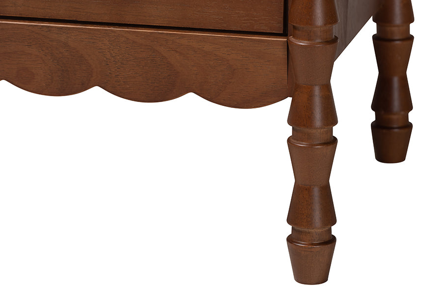 Baxton Studio Danette Bobbin Wood 2-Drawer Nightstand
