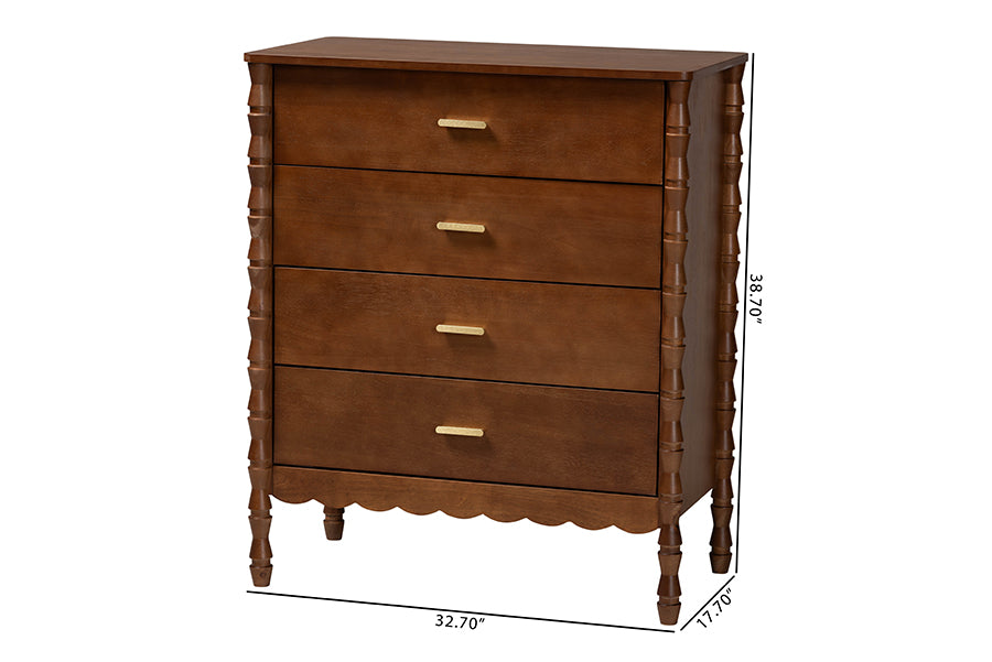 Baxton Studio Danette Bobbin Wood 4-Drawer Chest