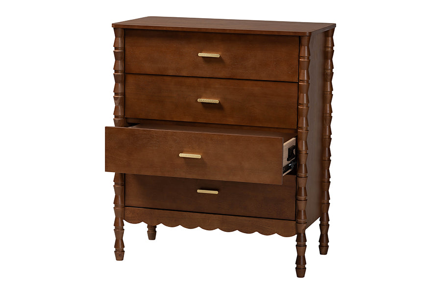 Baxton Studio Danette Bobbin Wood 4-Drawer Chest