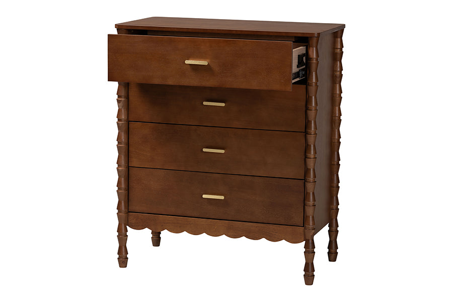 Baxton Studio Danette Bobbin Wood 4-Drawer Chest