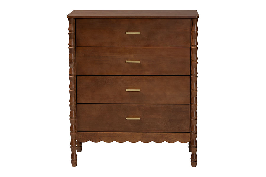 Baxton Studio Danette Bobbin Wood 4-Drawer Chest