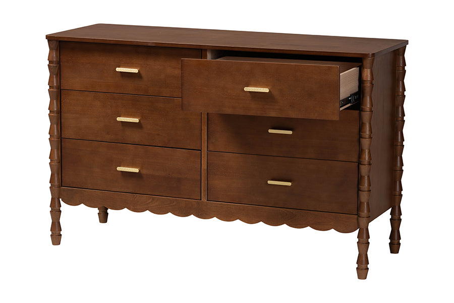 Baxton Studio Danette Bobbin Wood 6-Drawer Dresser