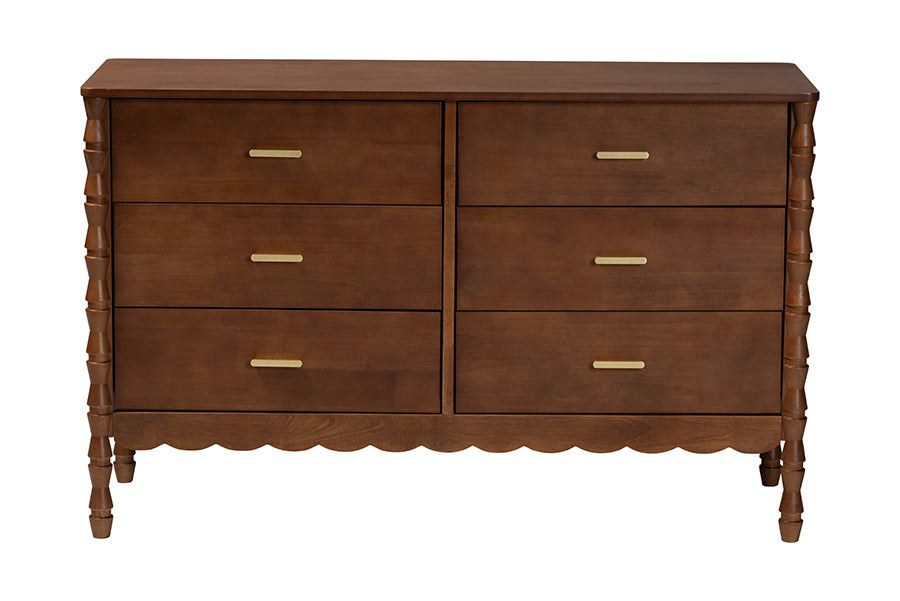 Baxton Studio Danette Bobbin Wood 6-Drawer Dresser