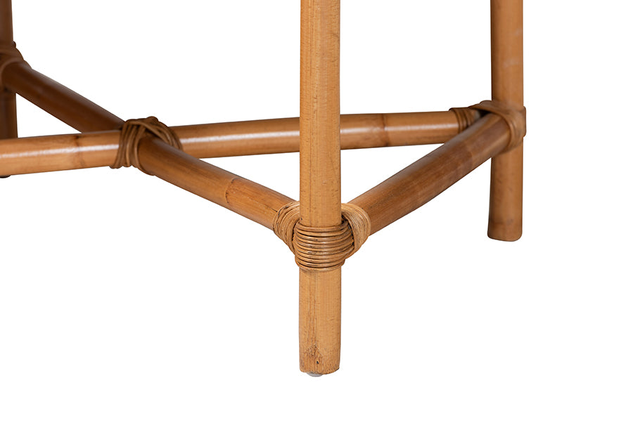 bali & pari Adonia Natural Rattan Accent Bench with Cushioned Seat