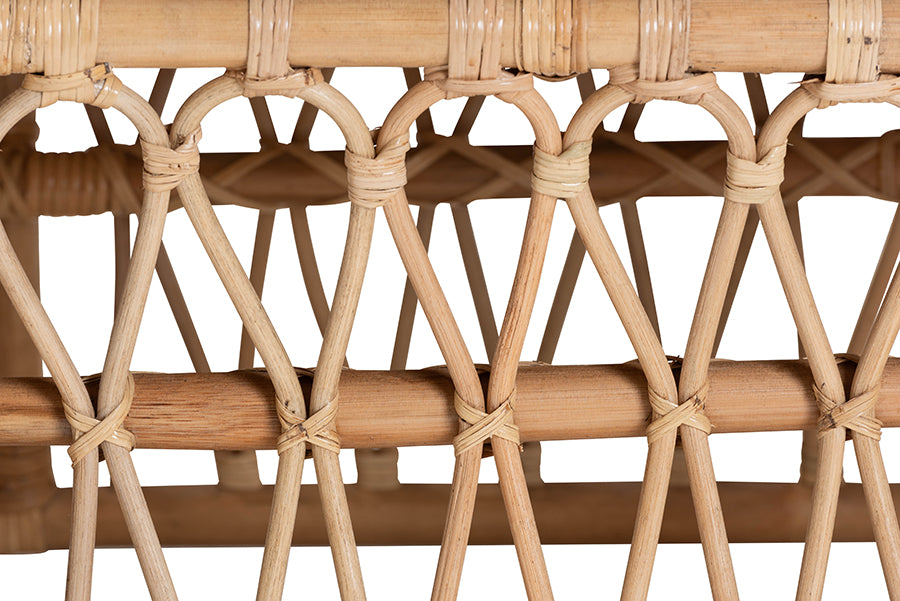 bali & pari Adelpha Natural Rattan Accent Bench with Cushioned Seat