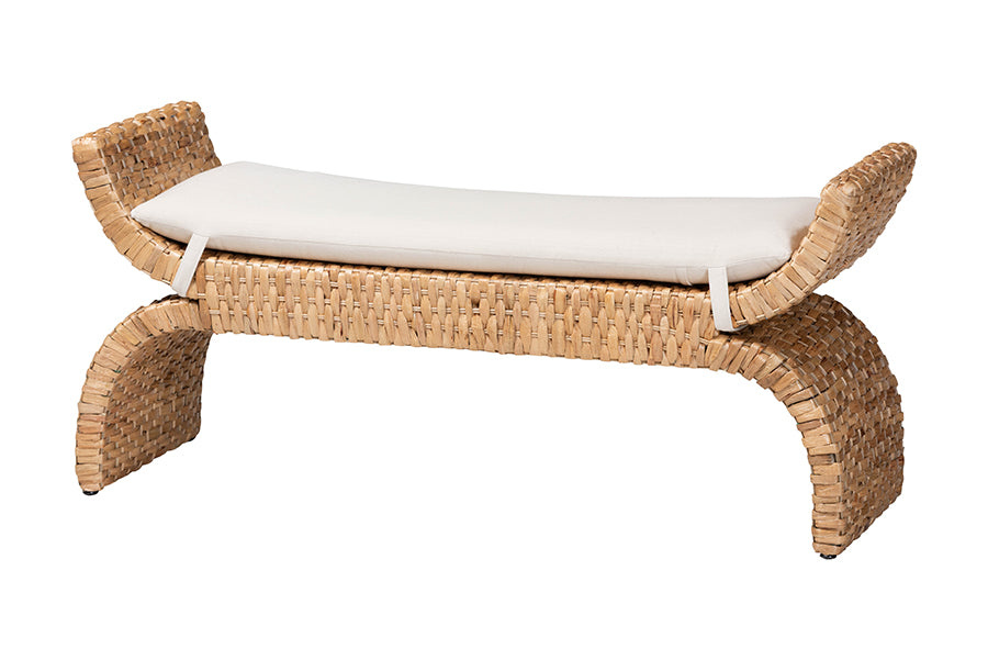 bali & pari Agave Woven Seagrass Bench with Removable Cushion