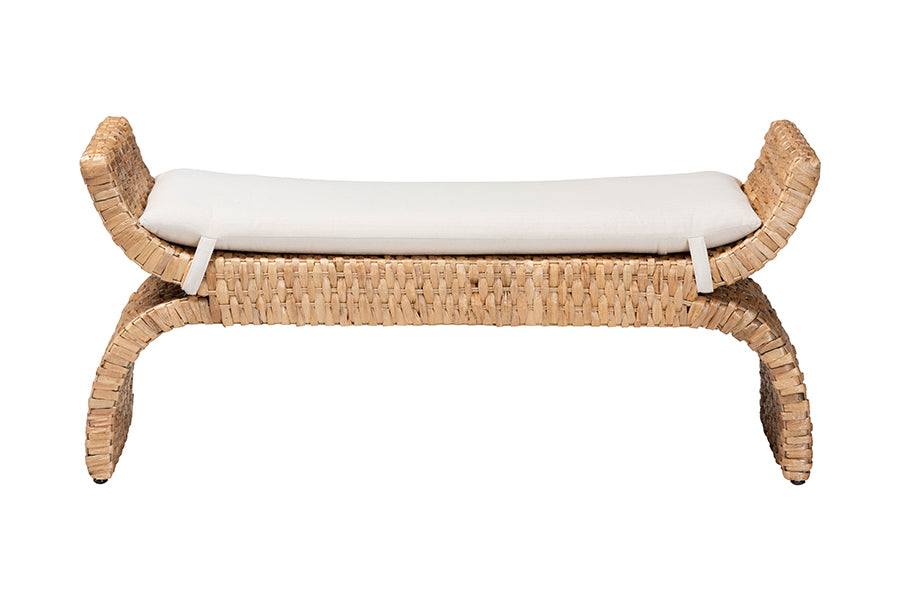 bali & pari Agave Woven Seagrass Bench with Removable Cushion