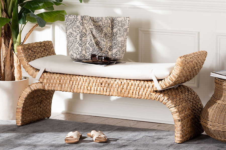 bali & pari Agave Woven Seagrass Bench with Removable Cushion