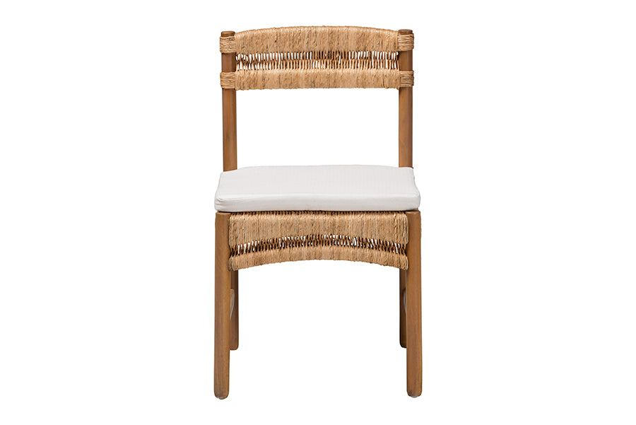 bali & pari Elvera Woven Seagrass and Mahogany Wood Dining Chair