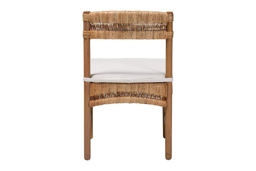 bali & pari Elvera Woven Seagrass and Mahogany Wood Dining Chair