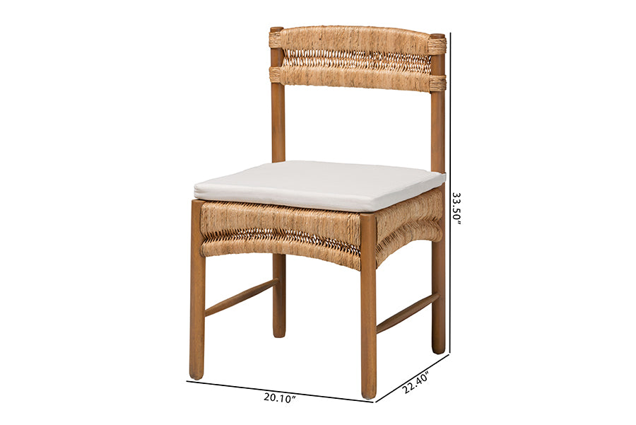 bali & pari Elvera Woven Seagrass and Mahogany Wood Dining Chair