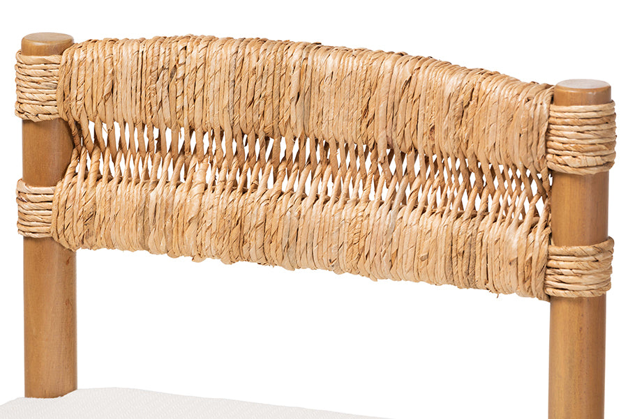 bali & pari Elvera Woven Seagrass and Mahogany Wood Counter Stool