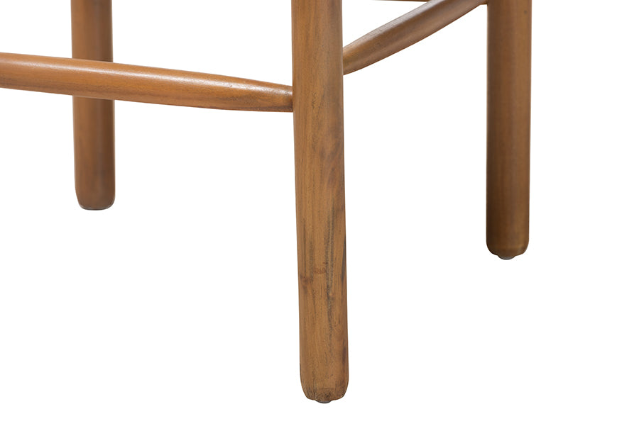 bali & pari Elvera Woven Seagrass and Mahogany Wood Counter Stool