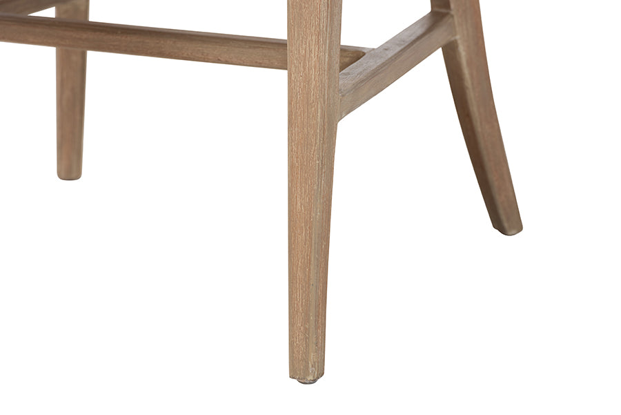 bali & pari Vellon Woven Seagrass and White Wash Mahogany Wood Dining Chair