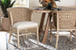 bali & pari Vellon Woven Seagrass and White Wash Mahogany Wood Dining Chair