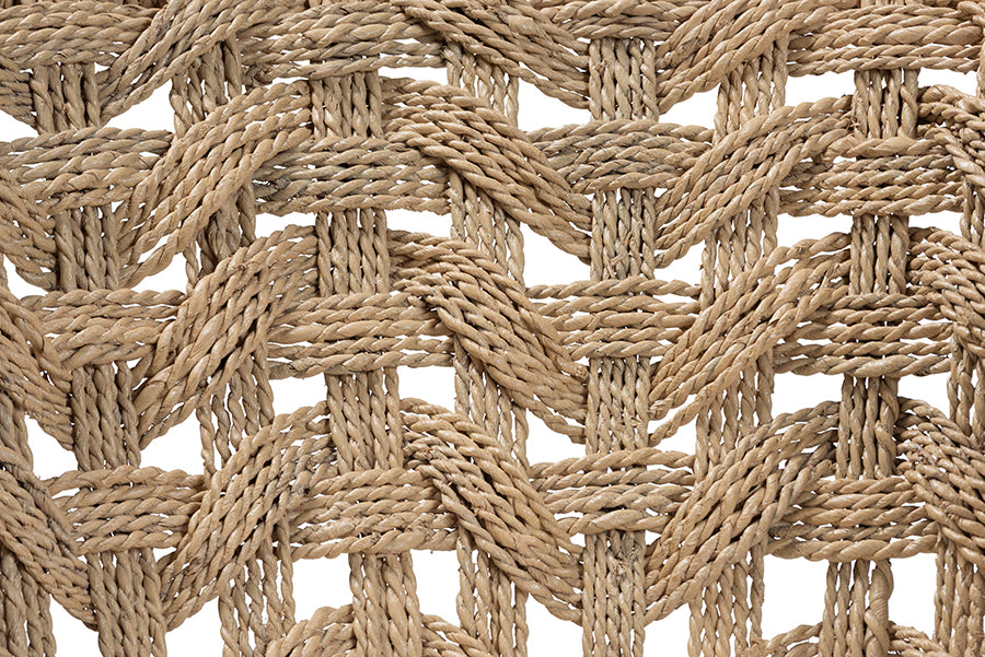 bali & pari Vellon Woven Seagrass and White Wash Mahogany Wood Counter Stool