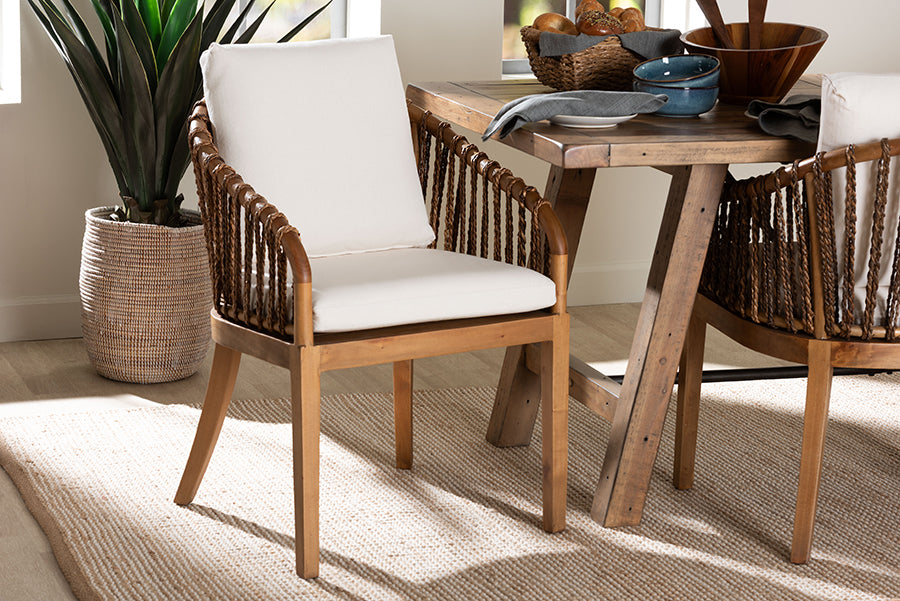 bali & pari Varen Seagrass and Mahogany Wood Dining Chair