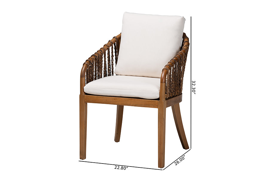 bali & pari Varen Seagrass and Mahogany Wood Dining Chair