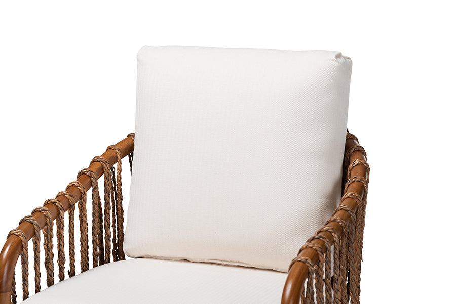 bali & pari Varen Seagrass and Mahogany Wood Counter Stool