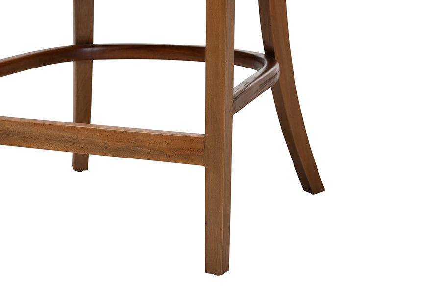 bali & pari Varen Seagrass and Mahogany Wood Counter Stool