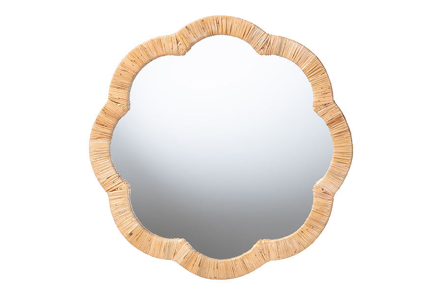 bali & pari Akuna Scalloped Natural Rattan Wall Mirror