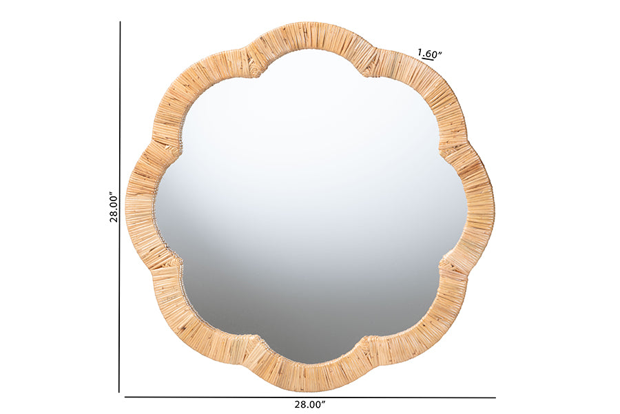 bali & pari Akuna Scalloped Natural Rattan Wall Mirror