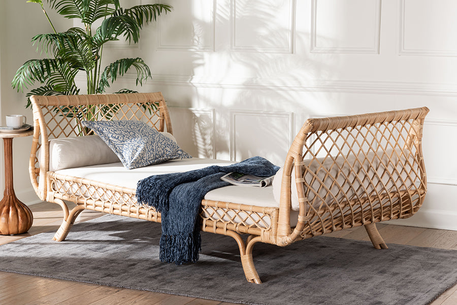 bali & pari Philana Natural Rattan Daybed with Cushions