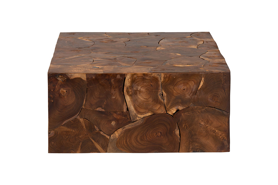 bali & pari Eldora Teak Wood Coffee Table - Handcrafted Live-Edge Accent Table, Low Profile Design for Living Room