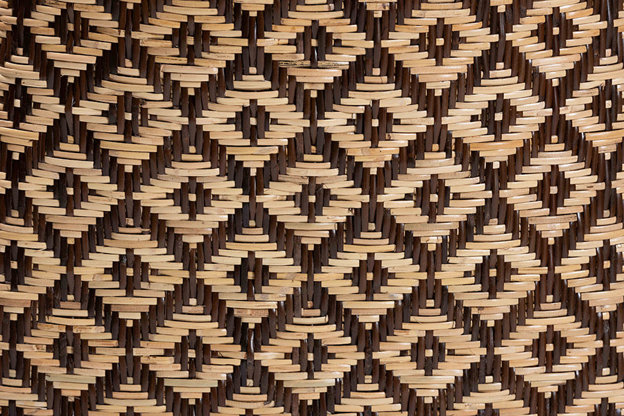 bali & pari Storsel Natural Rattan and Teak Wood Dining Chair, Two-Tone Brown