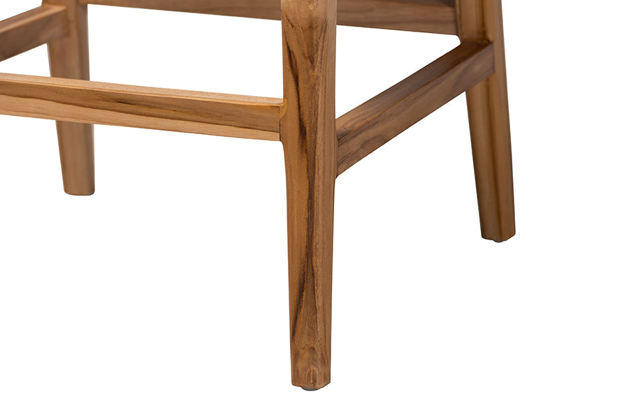 bali & pari Storsel Natural Rattan and Teak Wood Counter Stool, Two-Tone Brown