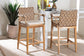 bali & pari Storsel Natural Rattan and Teak Wood Counter Stool, Two-Tone Brown