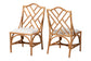 bali & pari Cedric Natural Rattan 2-Piece Dining Chair Set with Cushioned Seat