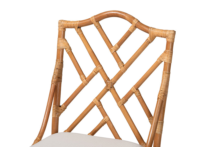 bali & pari Cedric Natural Rattan 2-Piece Dining Chair Set with Cushioned Seat