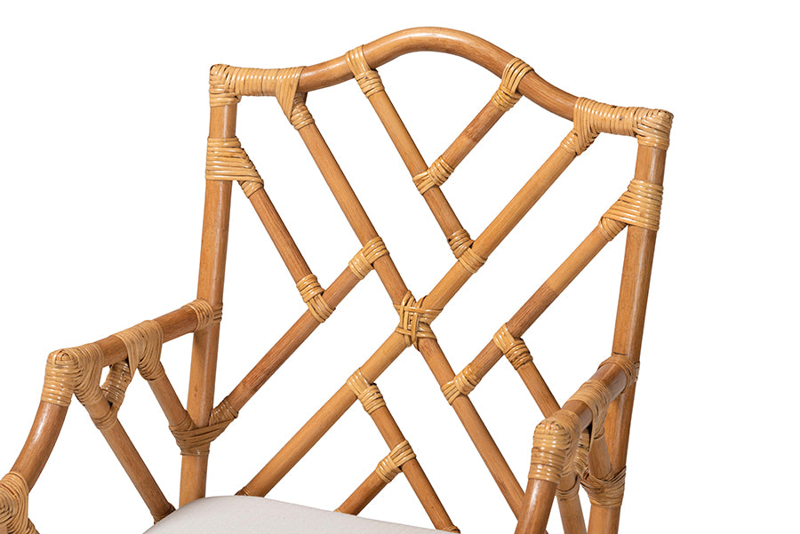bali & pari Cedric Natural Rattan 2-Piece Dining Armchair Set with Cushioned Seat