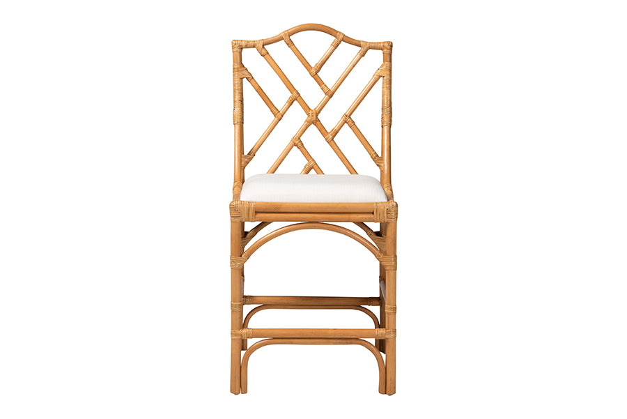 bali & pari Cedric Natural Rattan Counter Stool with Cushioned Seat