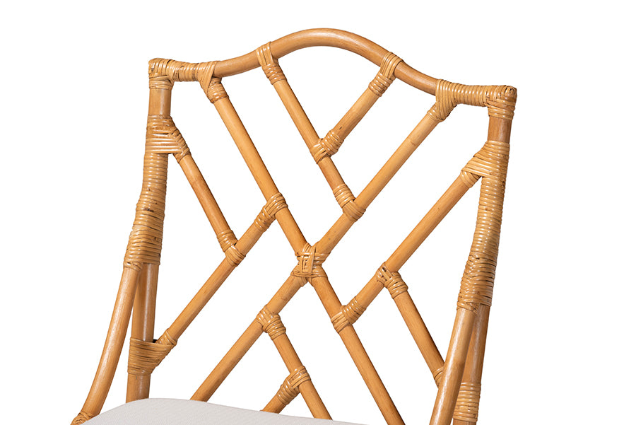 bali & pari Cedric Natural Rattan Counter Stool with Cushioned Seat