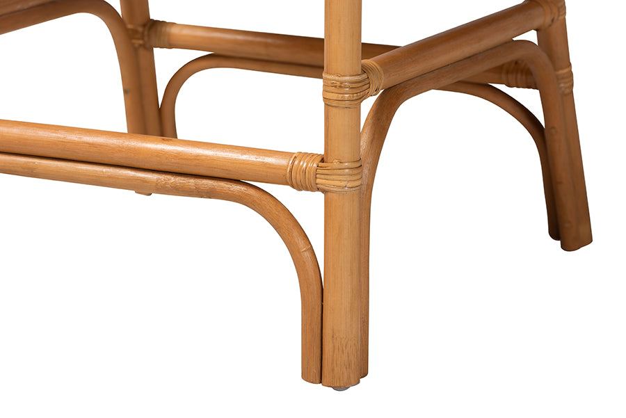 bali & pari Cedric Natural Rattan Counter Stool with Cushioned Seat