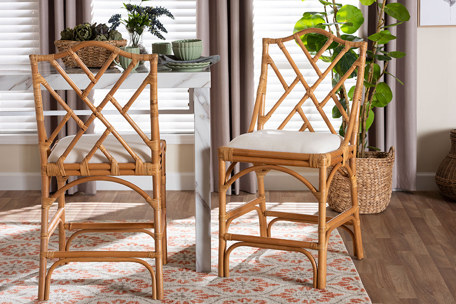 bali & pari Cedric Natural Rattan Counter Stool with Cushioned Seat