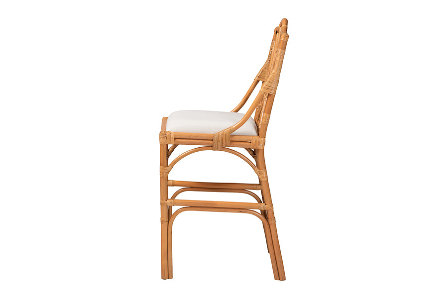 bali & pari Cedric Natural Rattan Bar Stool with Cushioned Seat