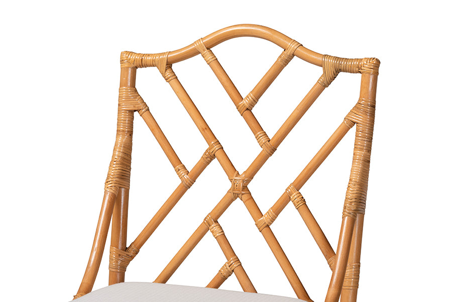 bali & pari Cedric Natural Rattan Bar Stool with Cushioned Seat