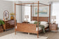 Baxton Studio Danette Bobbin Wood 4-Piece Canopy Bedroom Set, Queen