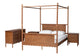 Baxton Studio Danette Bobbin Wood 4-Piece Canopy Bedroom Set, Queen