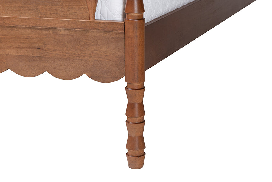 Baxton Studio Danette Bobbin Wood 5-Piece Canopy Bedroom Set, Queen