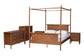 Baxton Studio Danette Bobbin Wood 5-Piece Canopy Bedroom Set, Queen